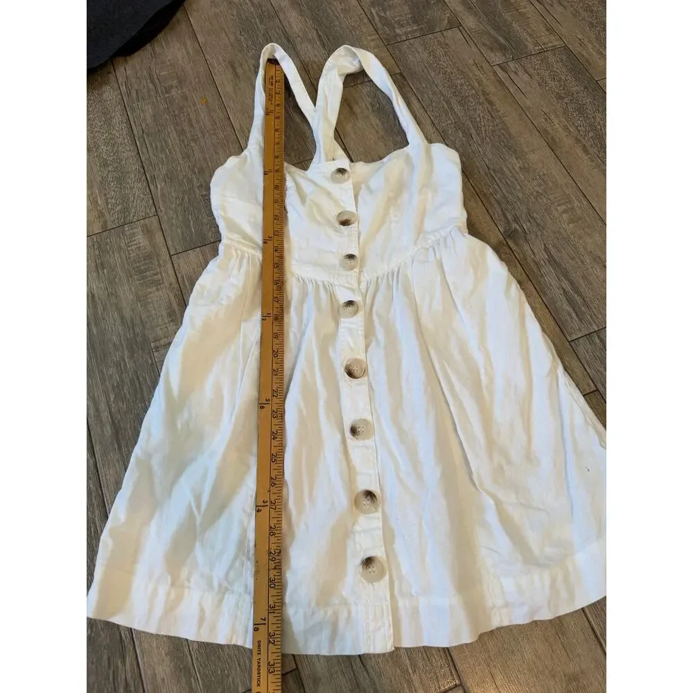 Free People Carolina Mini Dress Linen Button Front White Size 4